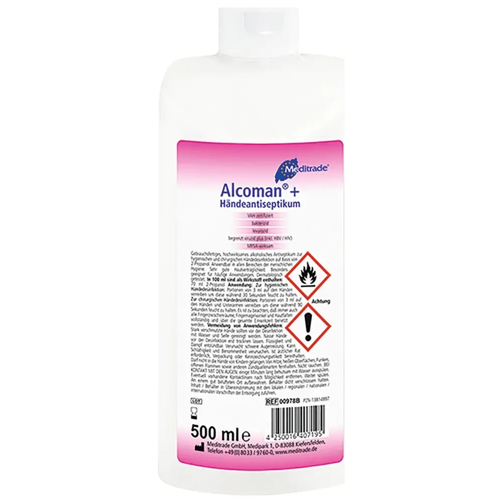 Meditrade Alcoman®+ Händeantiseptikum - Flasche 500 ml Meditrade Alcoman®+ Händeantiseptikum - Flasche 500 ml