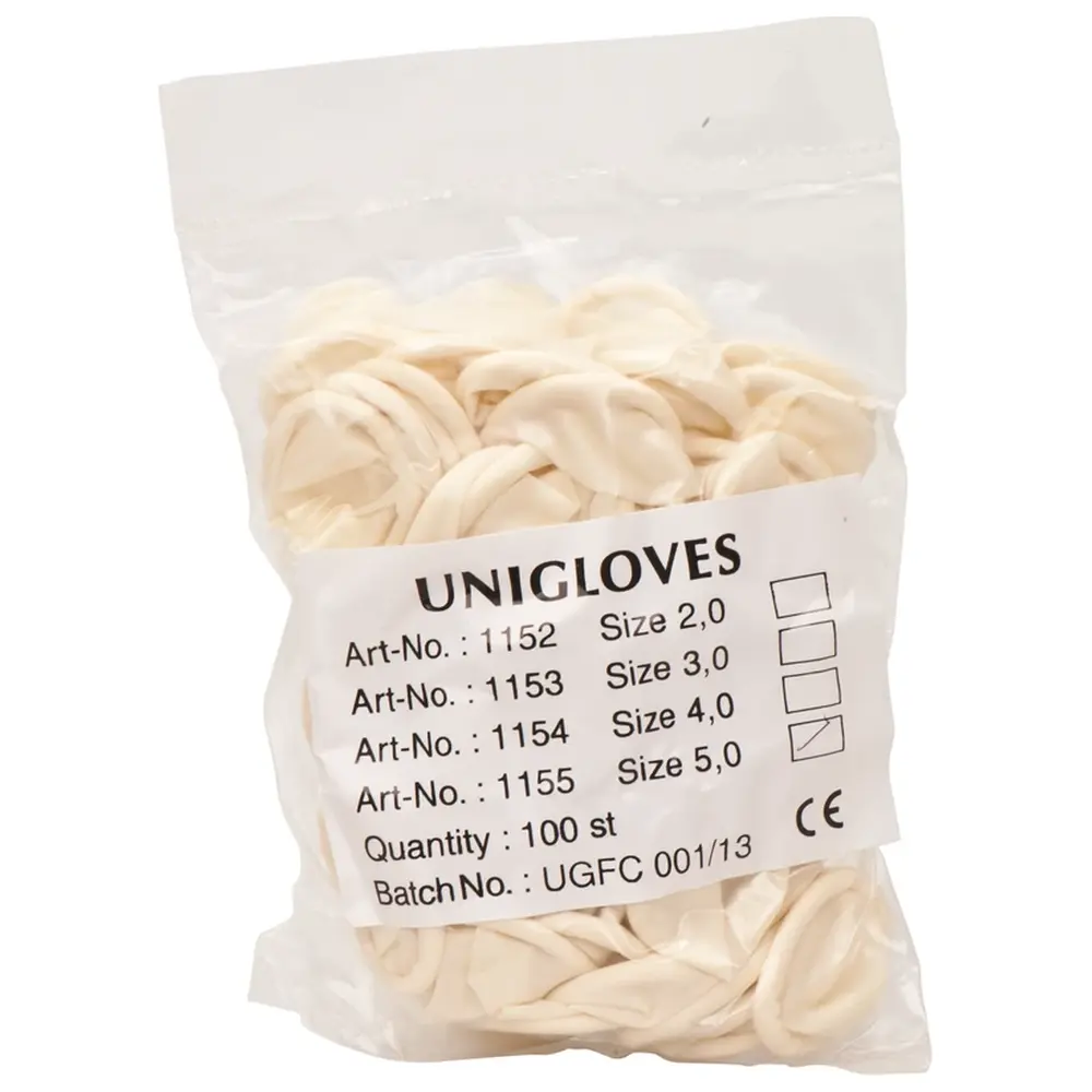 Unigloves Latex Fingerlinge - Beutel 100 Stück puderfrei, naturlatex, XL