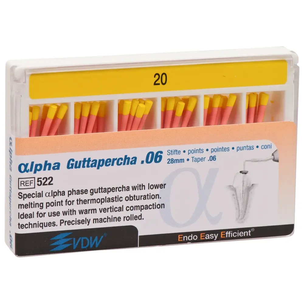 VDW αlpha Guttapercha - Packung 60 Stück 28 mm, Taper.06 ISO 020