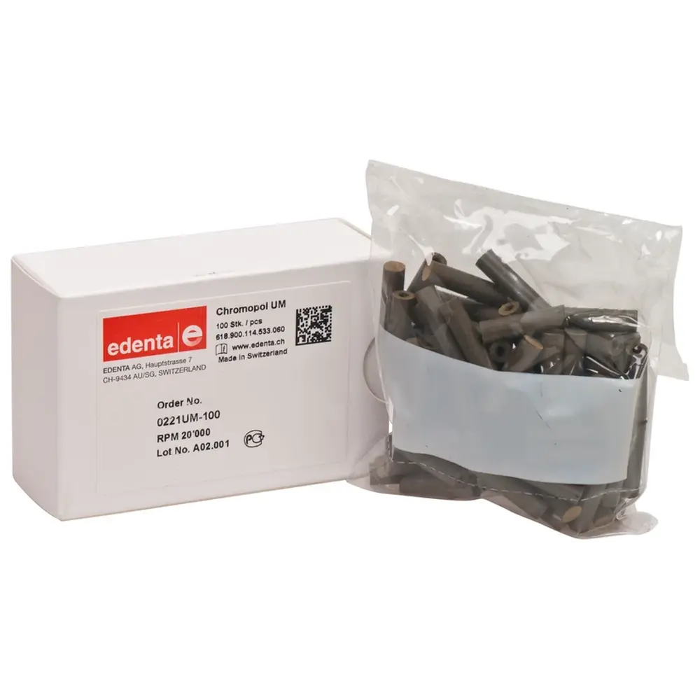 Edenta ChromoPol - Packung 100 Stück unmontiert, braun mittel, Figur 114, 22 mm, ISO 060