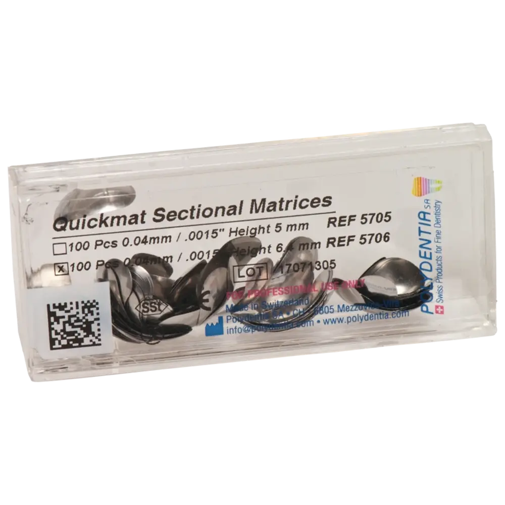Polydentia SA Quickmat DELUXE - Nachfüllpackung 100 Teilmatrizen Stärke 0,04 mm, bombiert, Molar