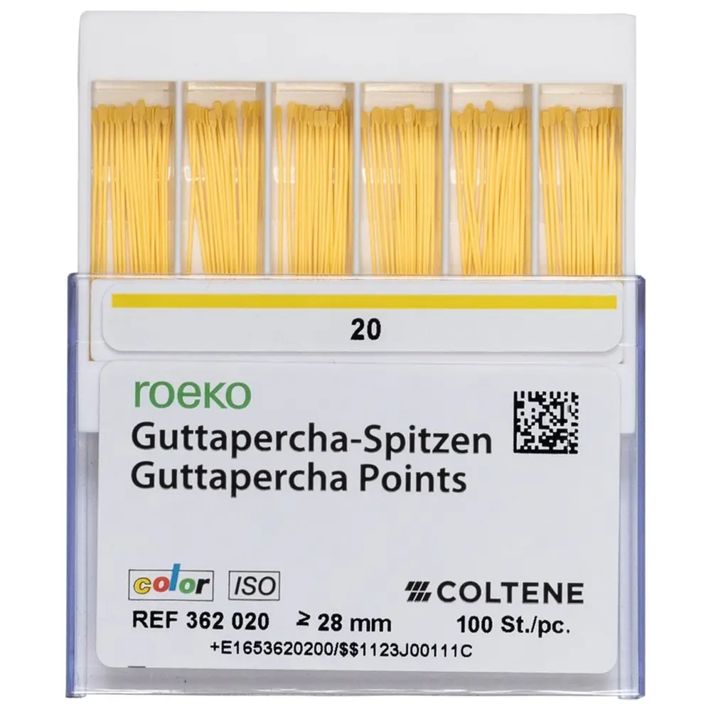 COLTENE Guttapercha ISO color - Packung 100 Stück ISO 020