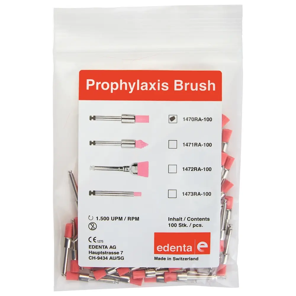 Edenta Prophylaxe Bürste - Packung 100 Stück rosa, ISO 035, RA