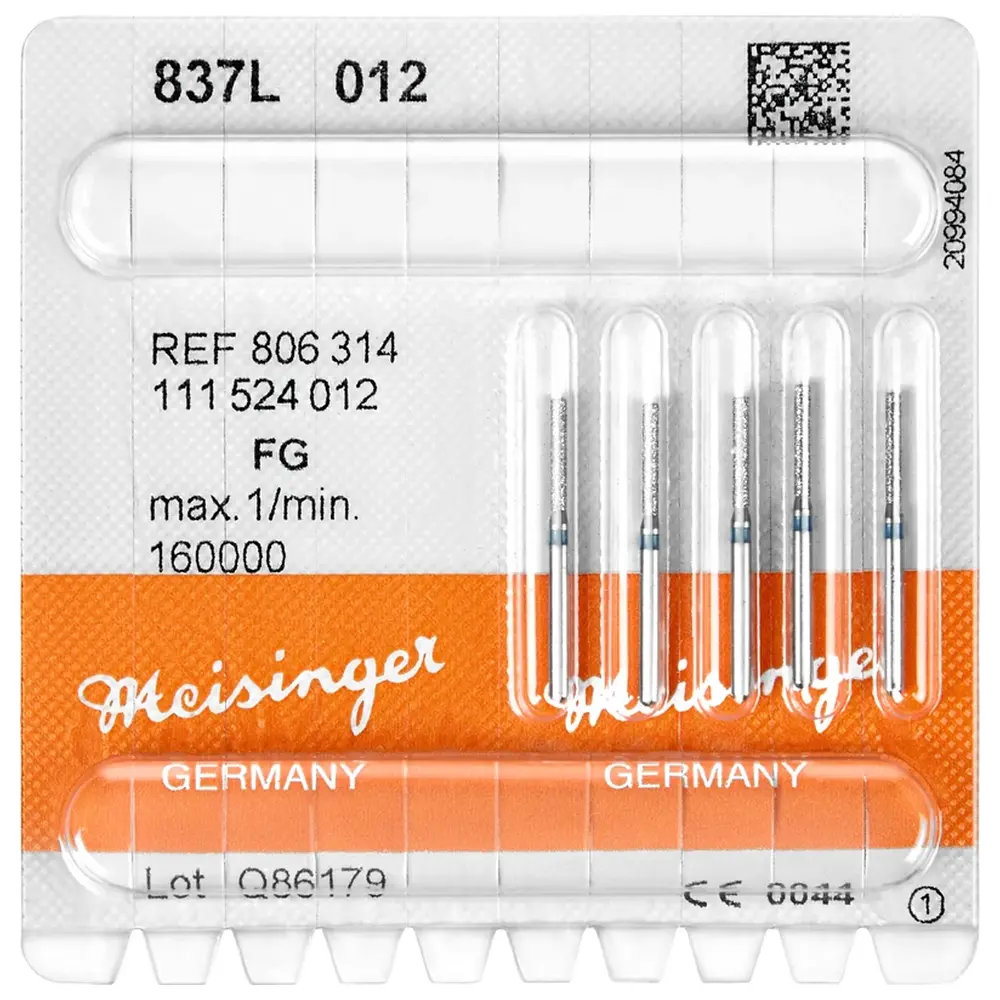 Hager & Meisinger Diamanten 837 - Packung 5 Stück blau mittel, FG, Figur 111 Zylinder lang, 6 mm, ISO 012