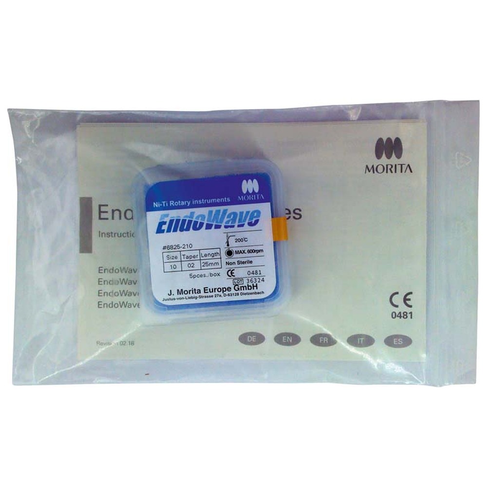 Morita EndoWave NiTi Feilen - Packung 5 Stück 25 mm, Taper.02, ISO 010 Morita EndoWave NiTi Feilen - Packung 5 Stück 25 mm, Taper.02, ISO 010