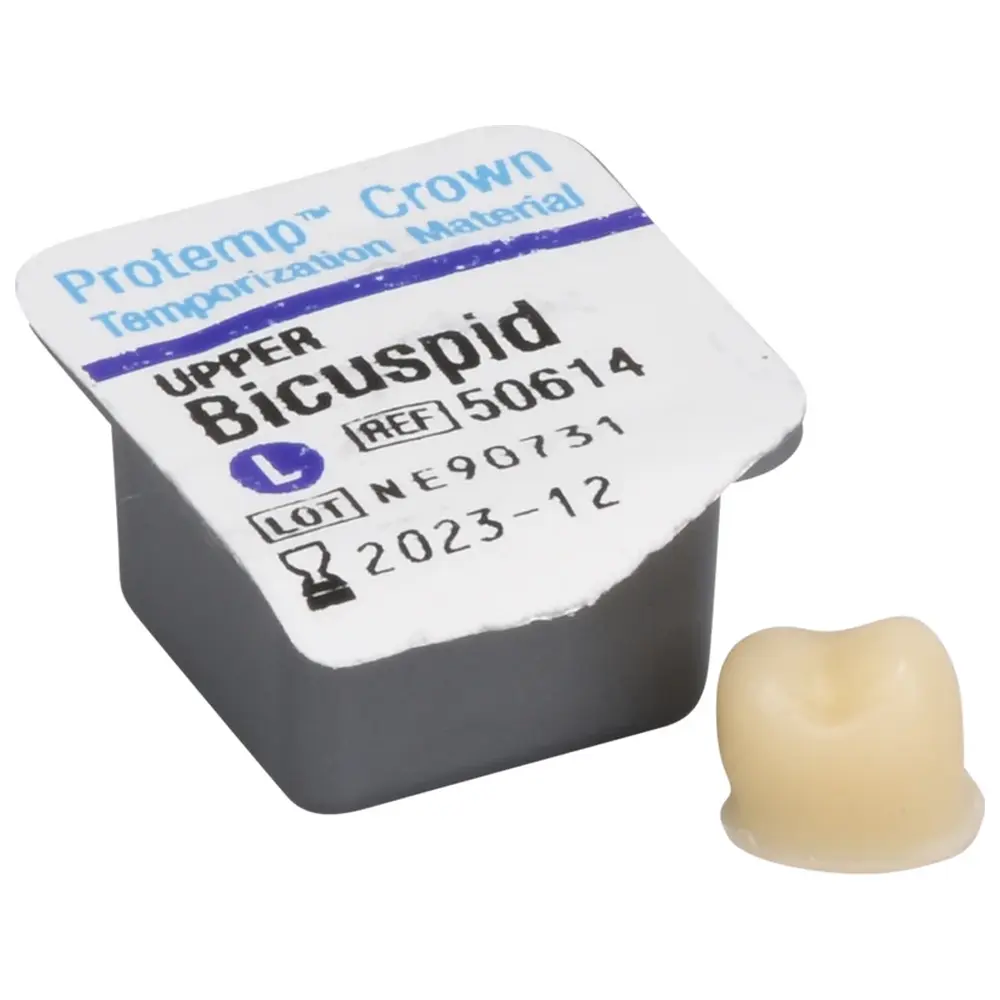 Solventum Dental Solutions Protemp™ Crown - Packung 5 Stück oberer Prämolar L, 1 Stückmesslehre