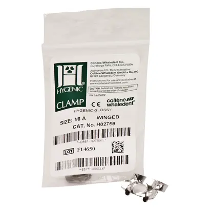 COLTENE HYGENIC® Dental Dam Klammern - Stück Flügelklammer Abwärtsfallender Kieferkamm, für kleine, teilweise durchbrochene Molaren, 8A