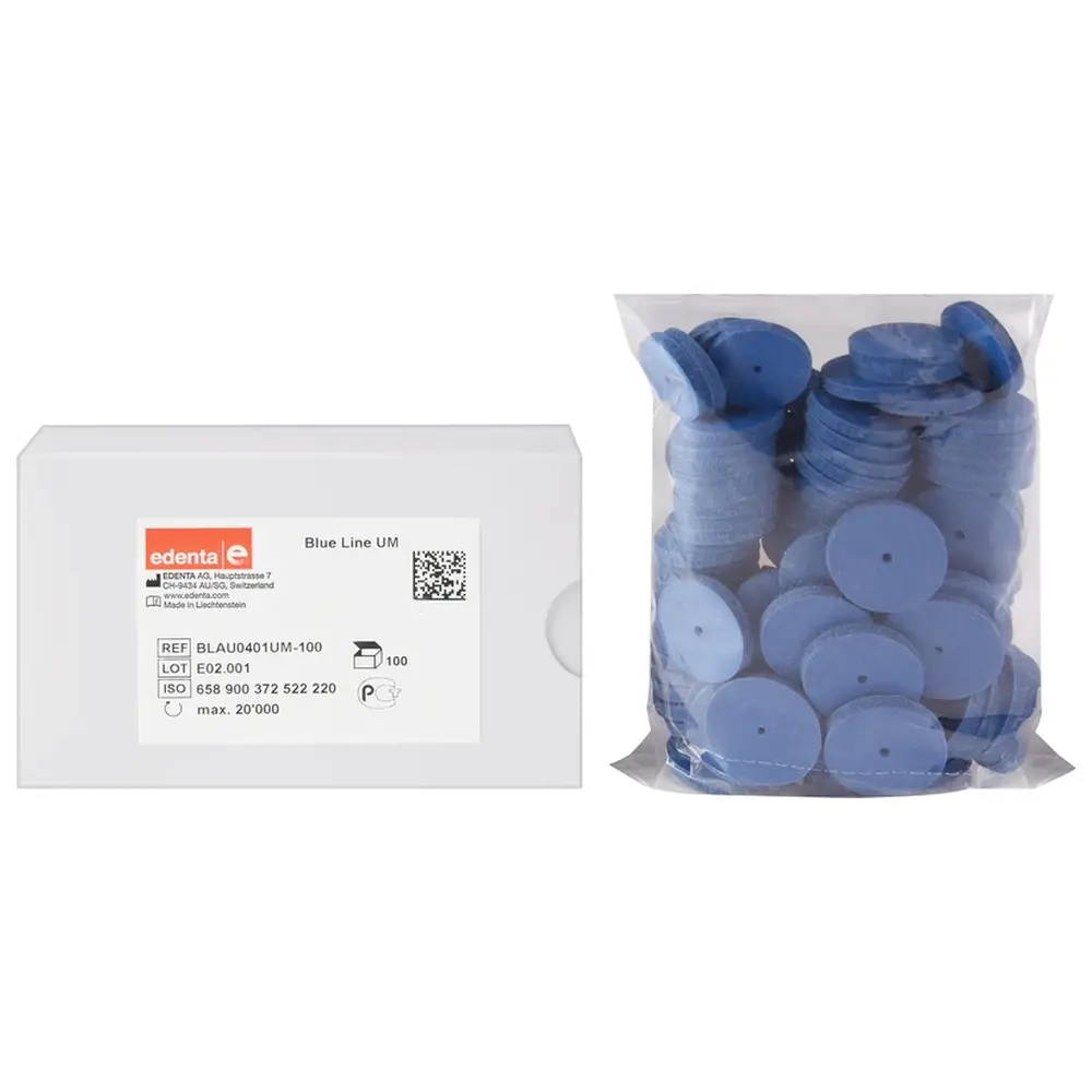 Edenta Blue Line - Packung 100 Stück unmontiert, blau, Figur 372, 3 mm, ISO 220