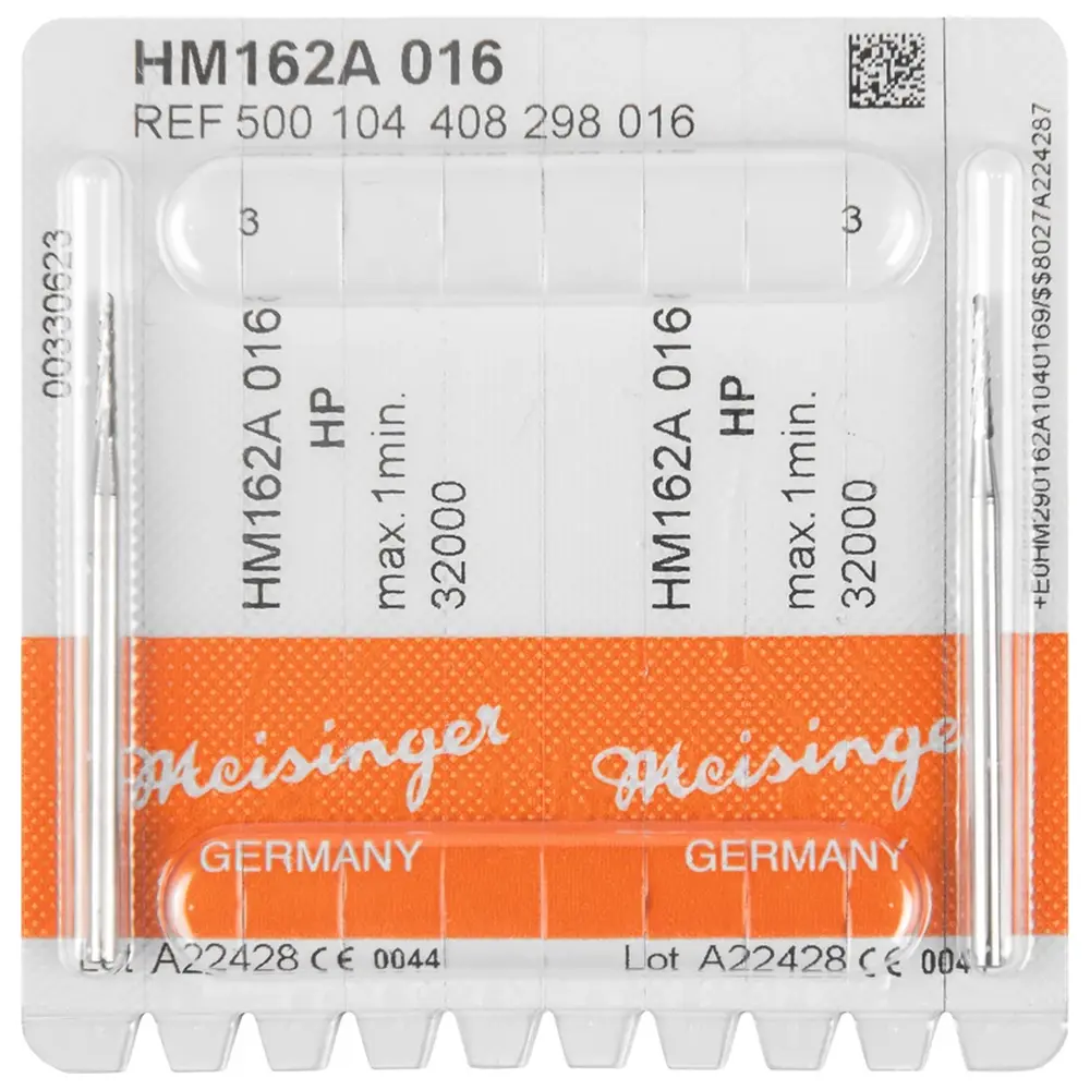 Hager & Meisinger Chirurgie Fräser HM 162 - Packung 2 Stück kreuzverzahnt (A) HP, Figur 408, 9 mm, ISO 016