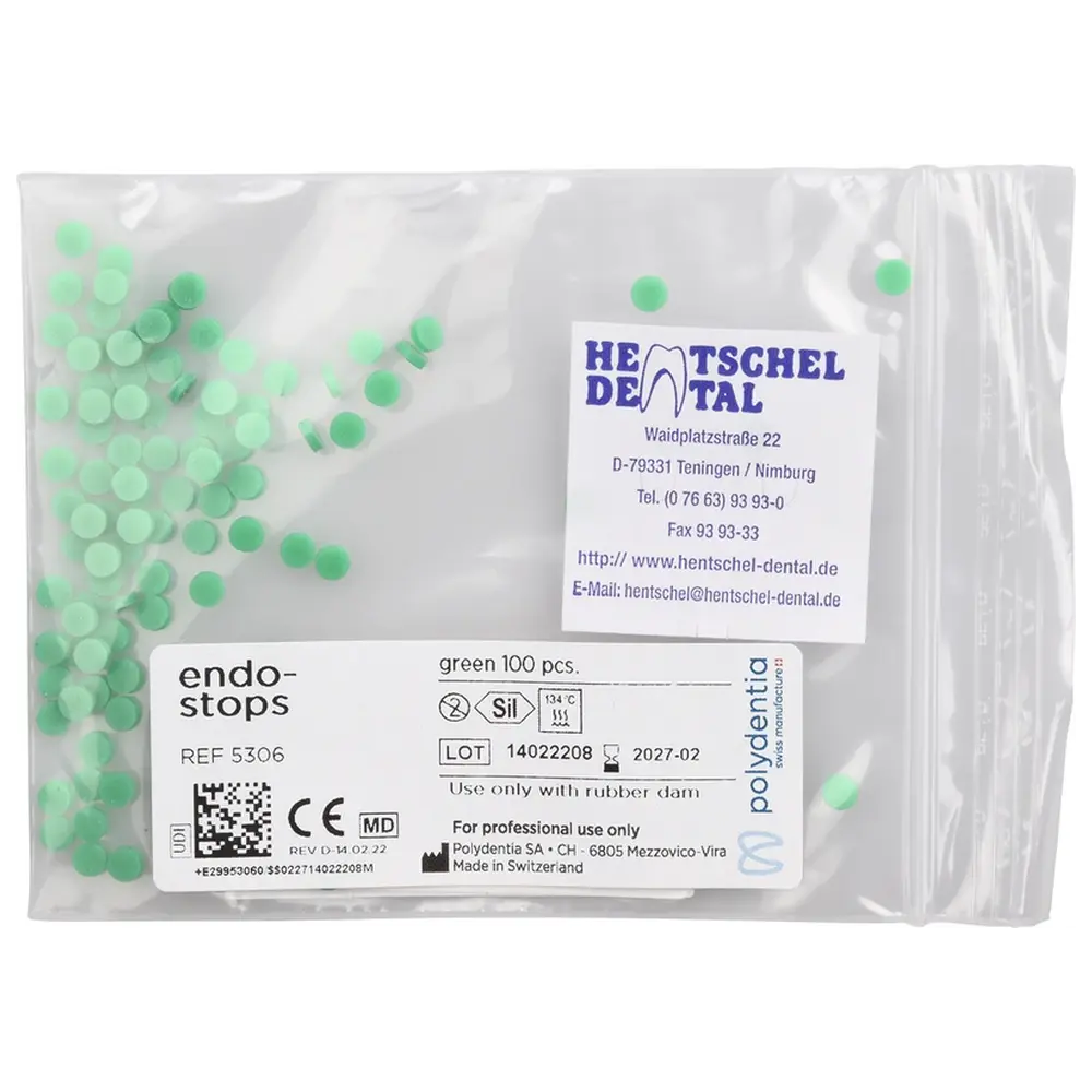 26786_Endo_Stops__Packung_100_Stueck_gruen Hentschel-Dental Endo Stops - Packung 100 Stück grün