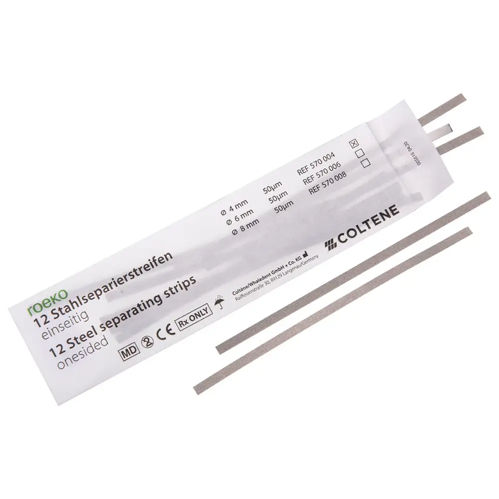 COLTENE roeko Stahlseparierstreifen - Packung 12 Stück 4 mm, einseitig beschichtet