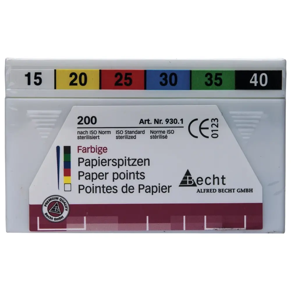 Becht Papierspitzen farbig - Sortiment 200 Stück ISO 015-040