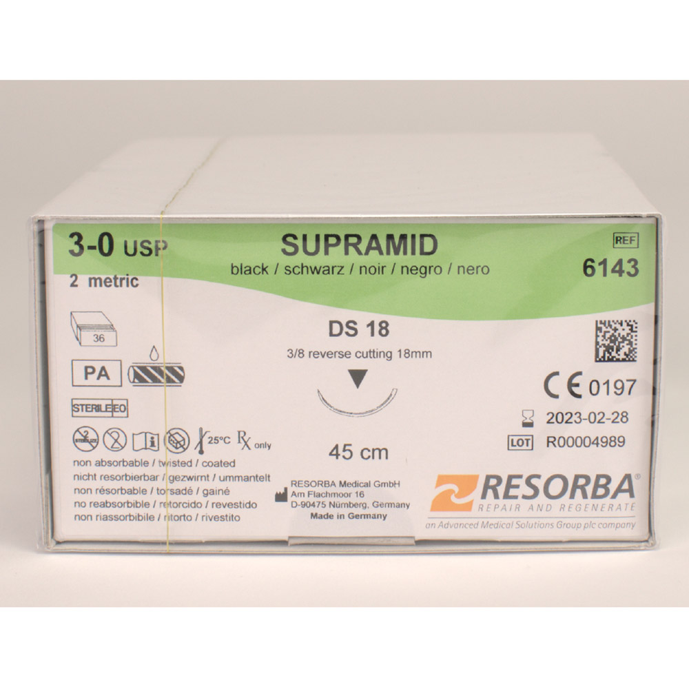 Supramid schwarz 3/0 DS-18 3Dtz