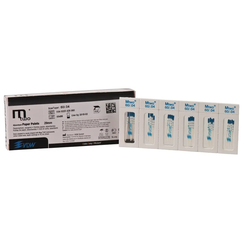 VDW Mtwo® Papierspitzen - Packung 144 Stück 29 mm, Taper.04, ISO 060