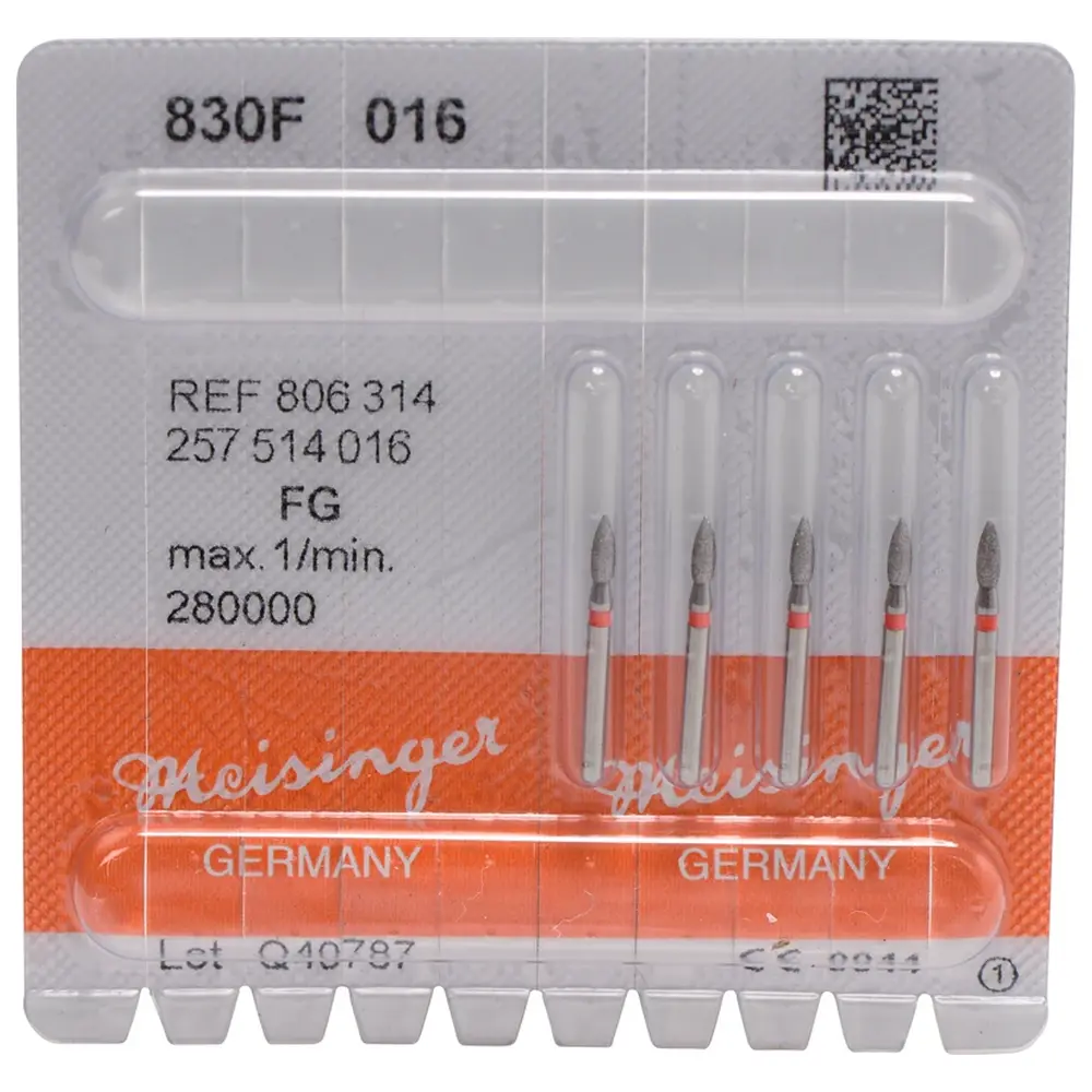 Hager & Meisinger Diamanten 830 - Packung 5 Stück rot fein, FG, Figur 257 Birne, 4,5 mm, ISO 016