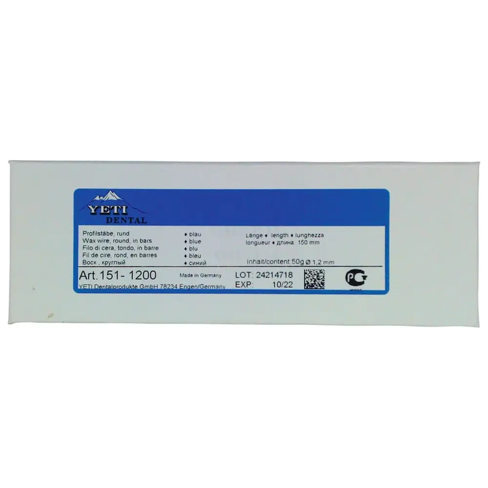 Yeti CONSEQUENT und Profilstäbe - Packung 50 g Profilstäbe Wachsdraht blau, rund, hart, 1,2 mm Stärke