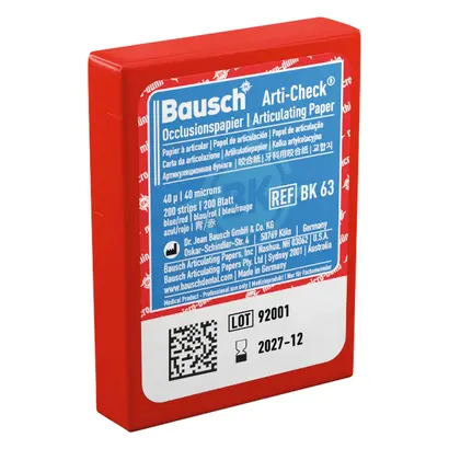 Dr. Jean Bausch GmbH & Co.KG Okklusionspapier 40my blau/rot m.Spender BK63 Blatt 200