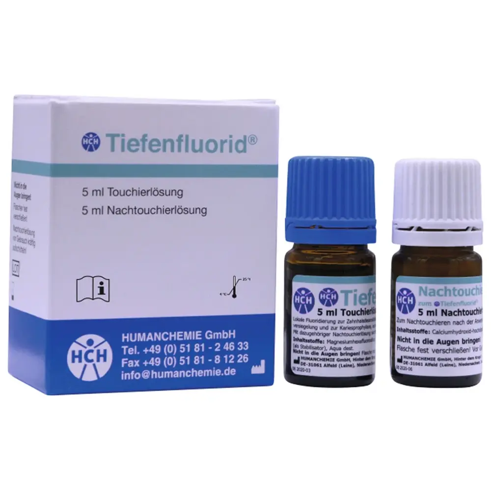 HUMANCHEMIE Tiefenfluorid® - Packung 5 ml Touchierlösung, 5 ml Nachtouchierlösung