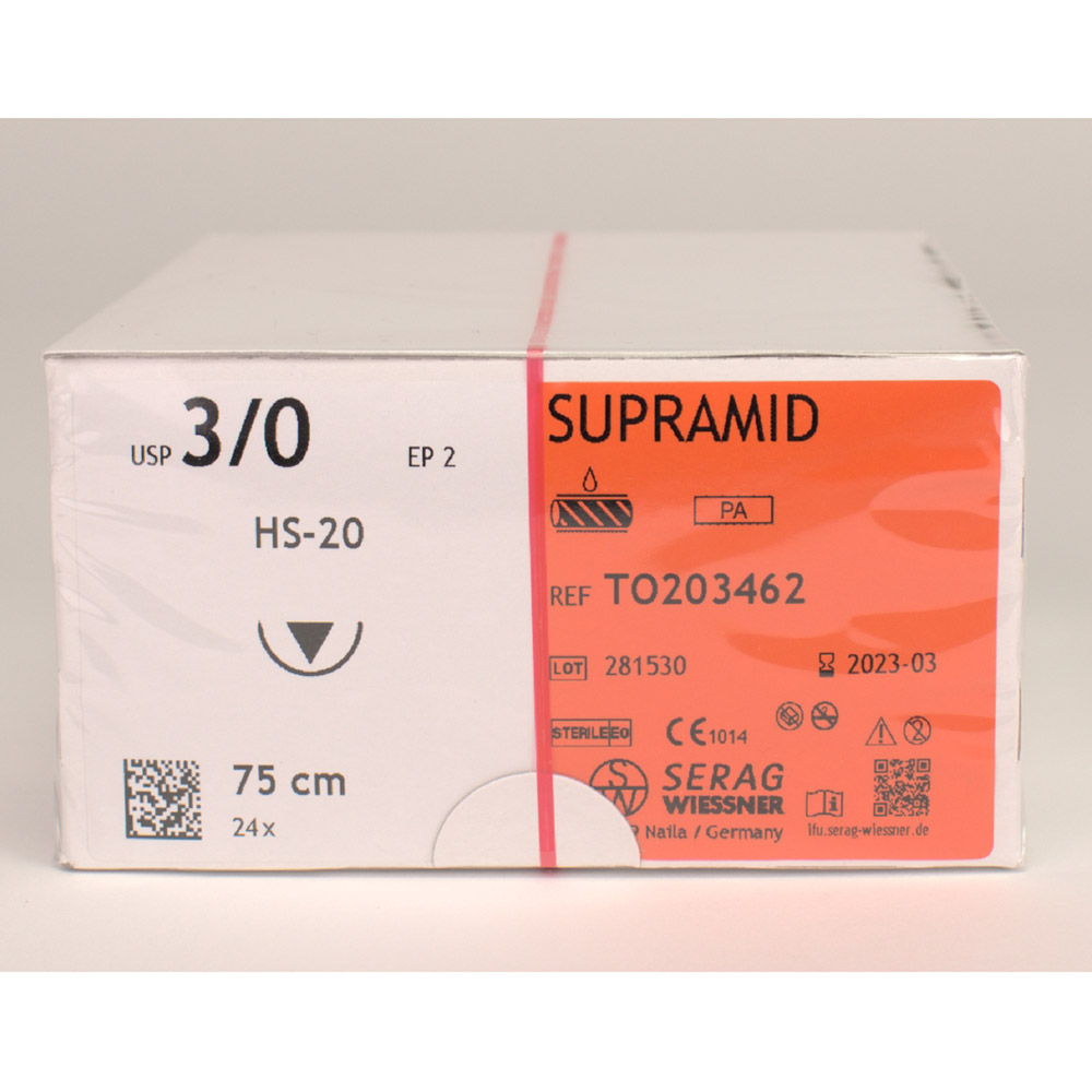 Supramid schw. HS-20 3-0 75cm 2Dtz