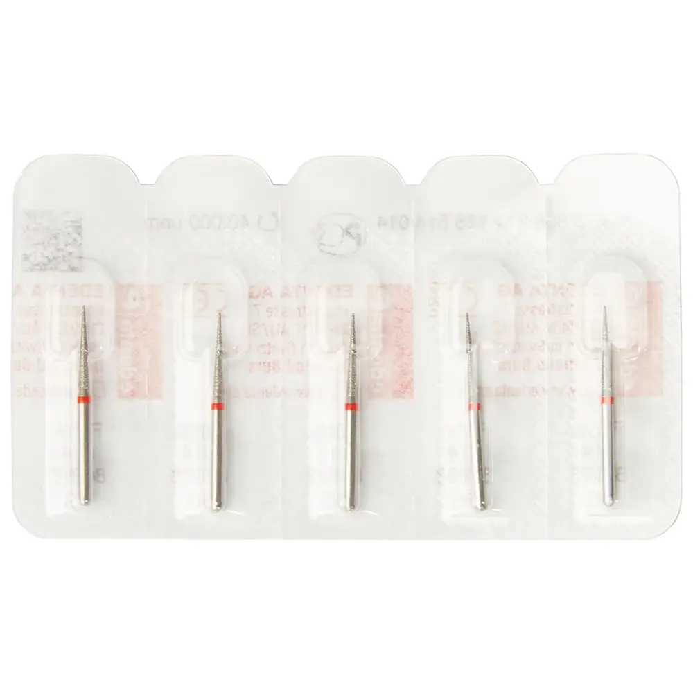 Edenta Diamanten 859 - Packung 5 Stück rot fein, FG, Figur 166 Konus Spitze, 10 mm, ISO 014