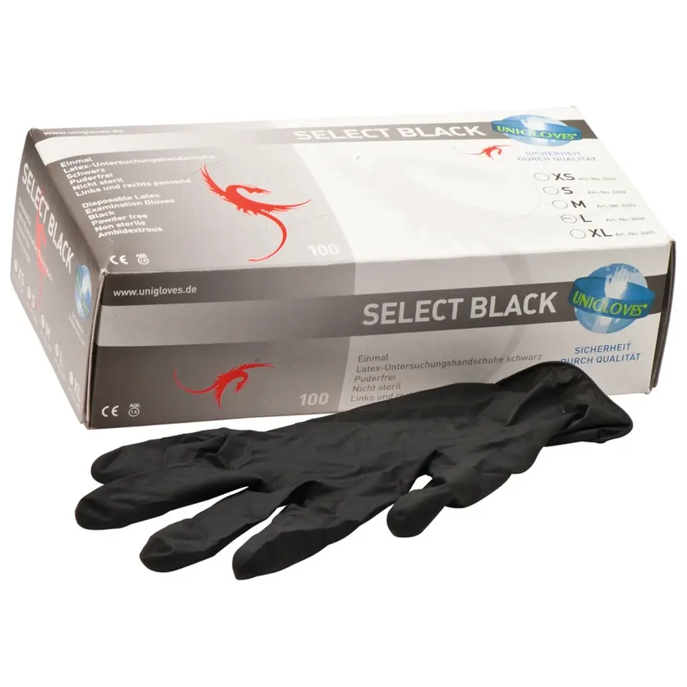 Unigloves SELECT® BLACK - Packung 100 Stück puderfrei, schwarz, L
