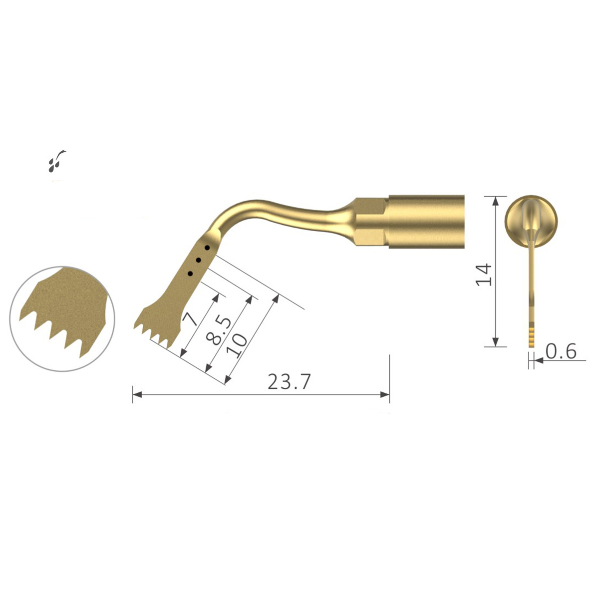 Xpedent Ultraschallspitze US2 Chirurgie (5 tooth) (passend für den Einsatz mit MECTRON® Geräten)