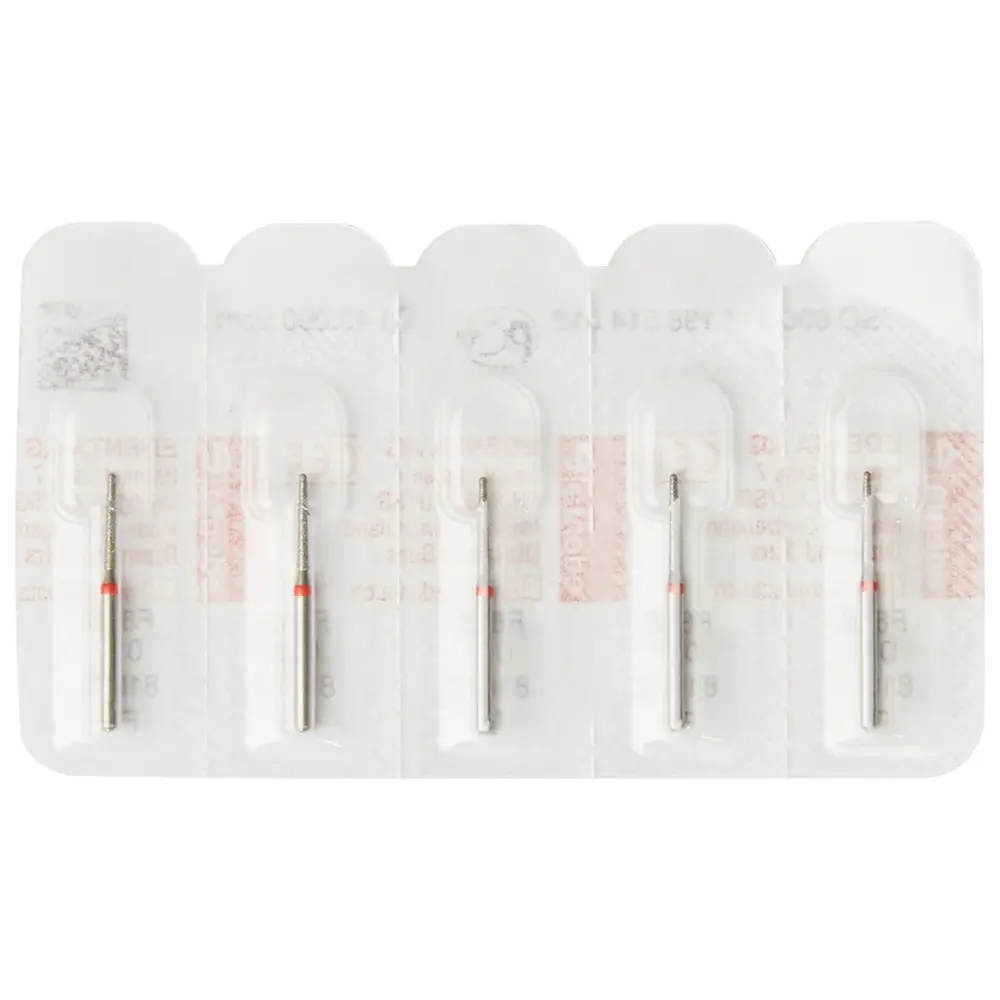 Edenta Diamanten 856 - Packung 5 Stück rot fein, FG, Figur 198 Konus rund, 8 mm, ISO 012