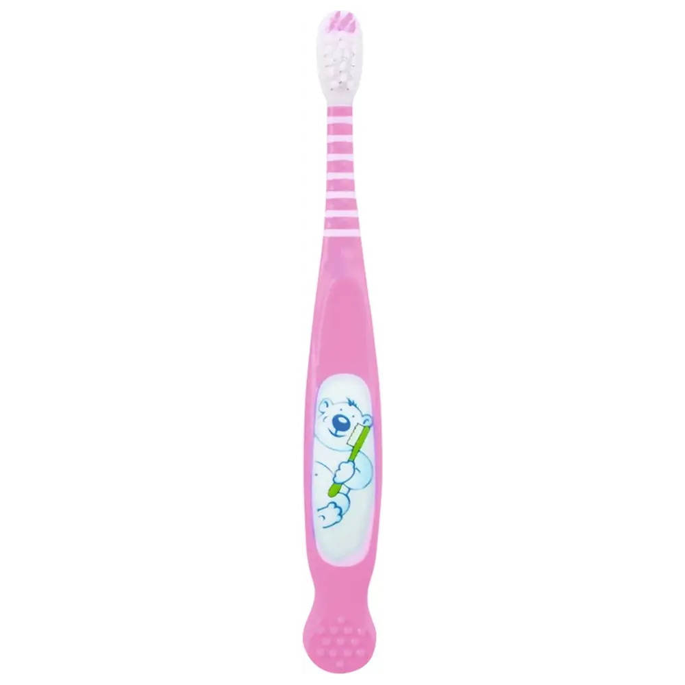 THIENEL Dental Kinderzahnbürsten Baby - Packung 10 Stück Bär, pink