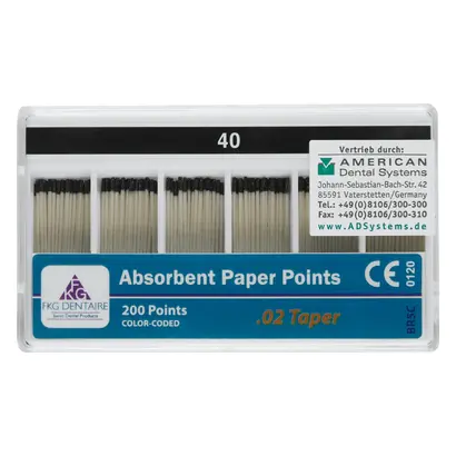 Meta Biomed Ltd. FKG Paper Points Taper.02 ISO 040 Pa 200 Meta Biomed Ltd. FKG Paper Points Taper.02 ISO 040 Pa 200
