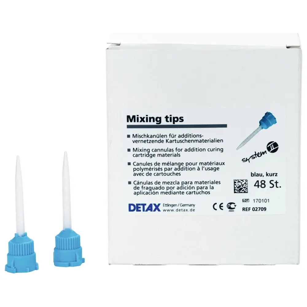 DETAX Mischkanülen blau - Packung 48 Stück blau, kurz