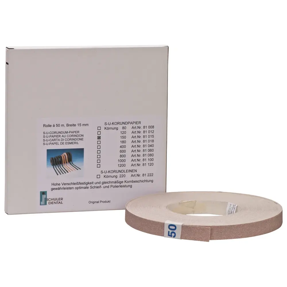 SCHULER-DENTAL S-U-KORUNDPAPIER - Rolle 50 m Papier Körnung 150