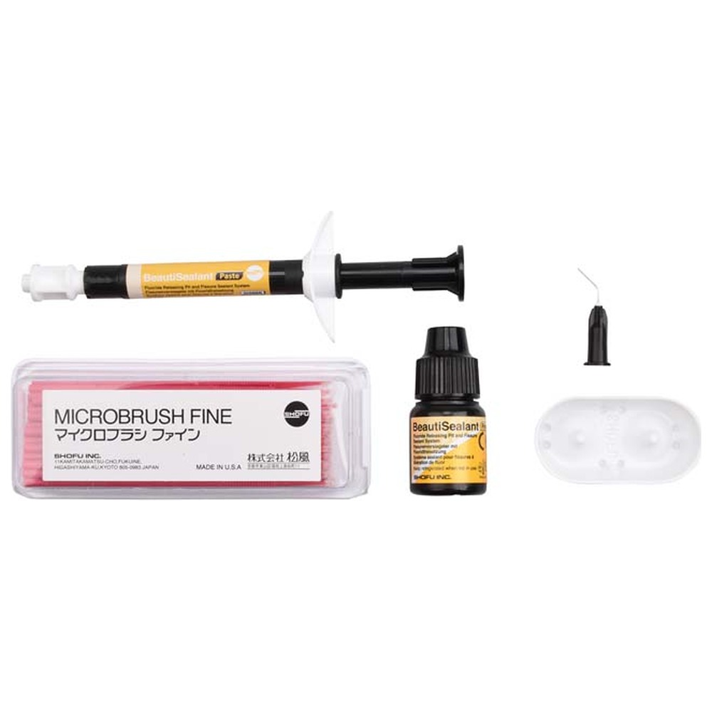 SHOFU BeautiSealant - Kit 1,2 g Paste, 3 ml Primer, 15 Kanülen, 50 Microbrush fine pink, 25 V-Dish
