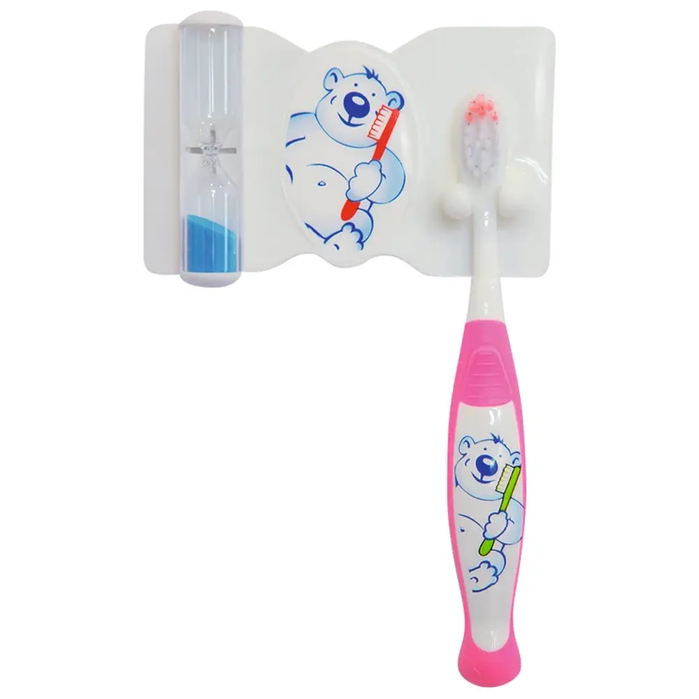 THIENEL Dental Dental Set compact baby - Packung Otto (1 Zahnbürste, 1 Zahnbürstenhalter mit Zahnputzuhr) pink