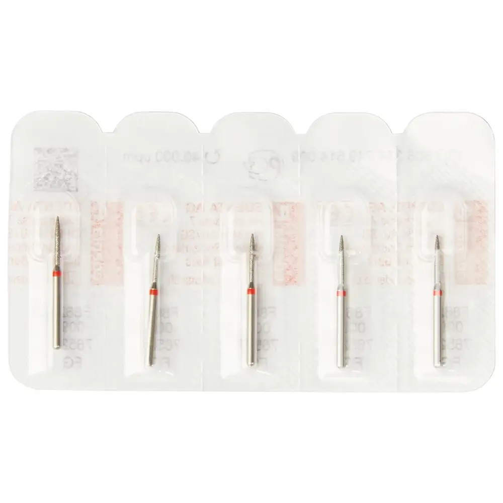 Edenta Diamanten 862 - Packung 5 Stück rot fein, FG, Figur 249 Flamme, 8 mm, ISO 009