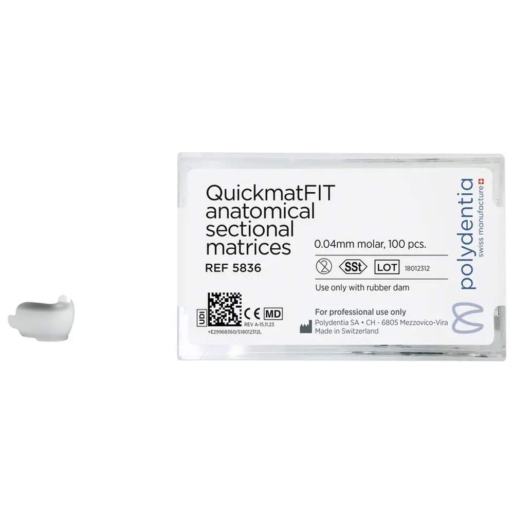 Polydentia SA QuickmatFIT Teilmatrizen - Packung 100 Stück Stärke 0,04 mm, Molar