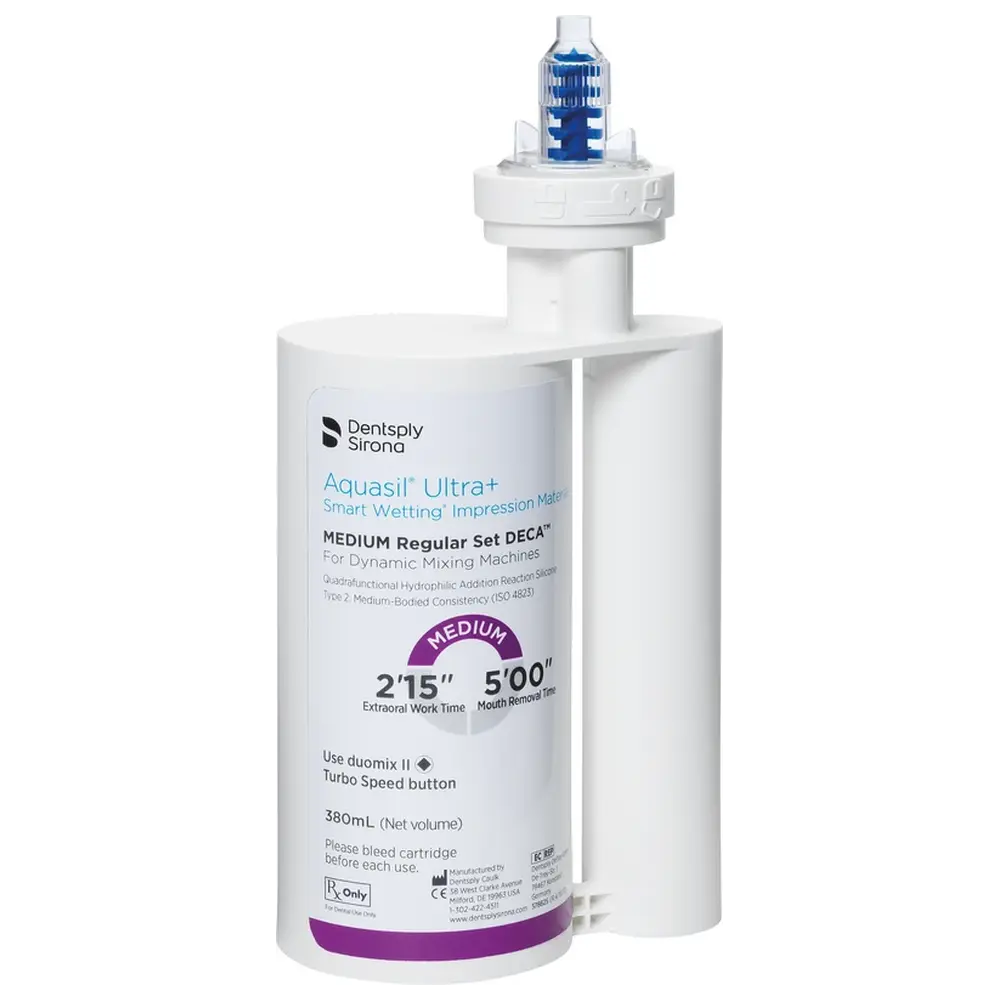 Dentsply Sirona Aquasil® Ultra+ - Packung 2 x 380 ml Doppelkartusche DECA Medium Regular Set, 20 Mischkanülen
