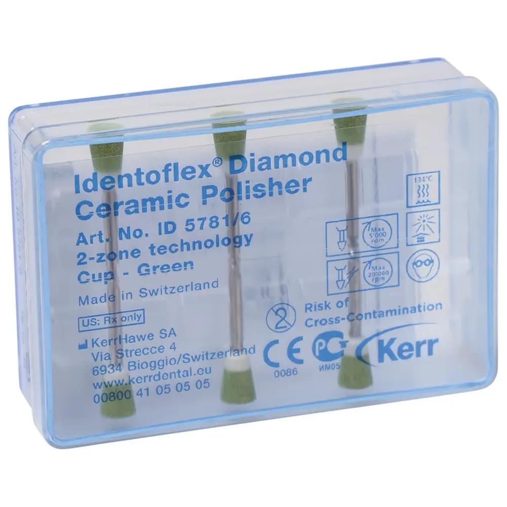 Kerr Identoflex™ Diamant-Keramik-Polierer - Packung 6 Stück grün, RA, Figur Kelch, 9,6 mm, Ø 6,9 mm