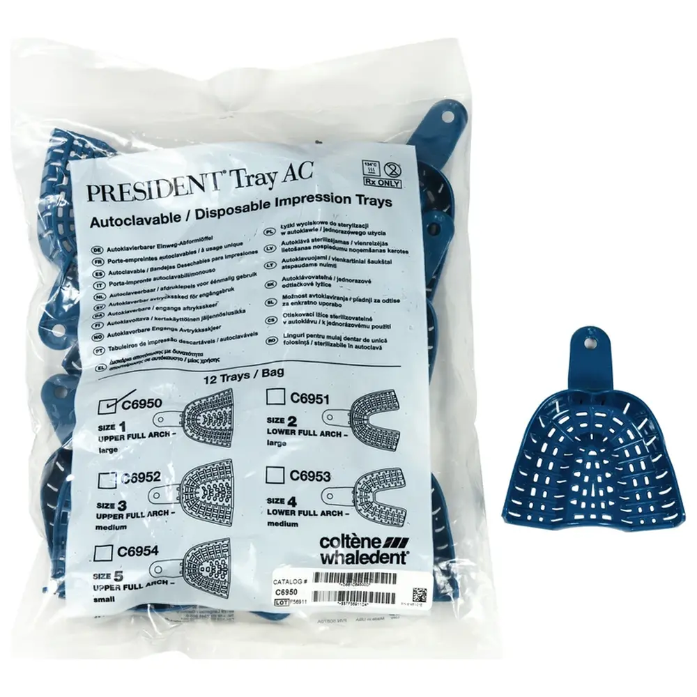 COLTENE PRESIDENT® Abformlöffel AC - Packung 12 Stück Oberkiefer Gr. 1, groß