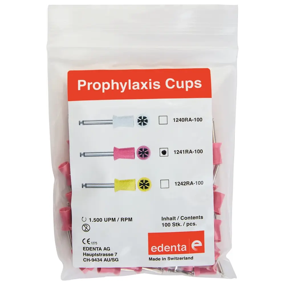 Edenta Prophy Polierer - Packung 100 Stück rosa soft, RA, Figur 034, 9 mm, ISO 060