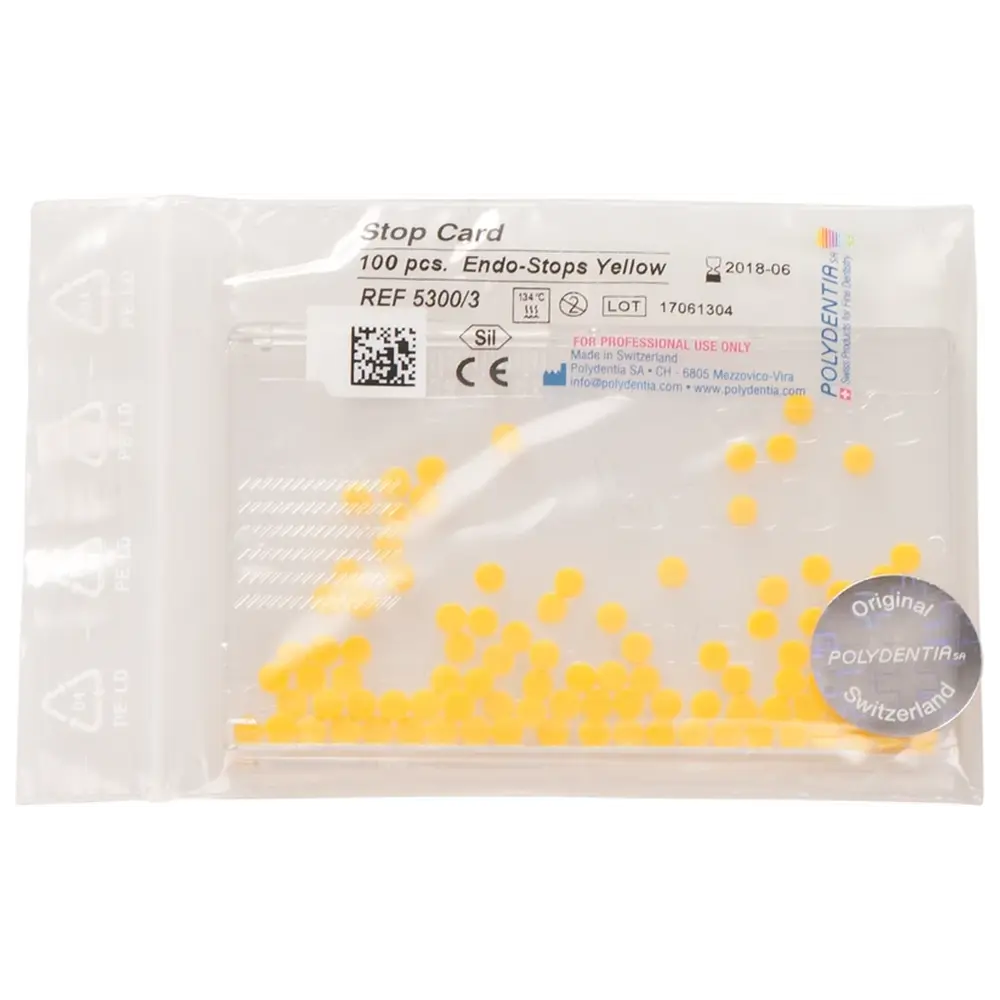 Polydentia SA Endo Stops - Packung 100 Endo-Stopper gelb, 1 Stop-card