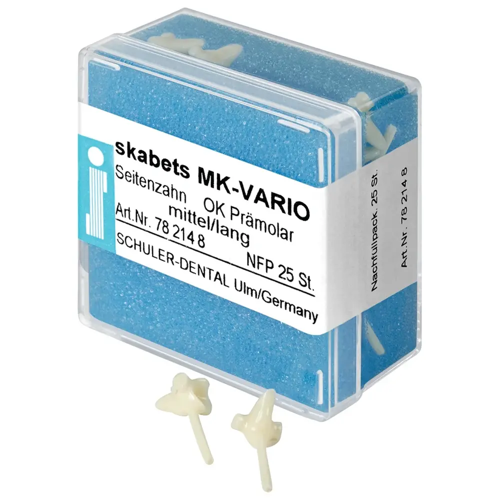 SCHULER-DENTAL skabets MK-VARIO - Nachfüllpackung 25 Stück Oberkiefer Prämolar mittel lang