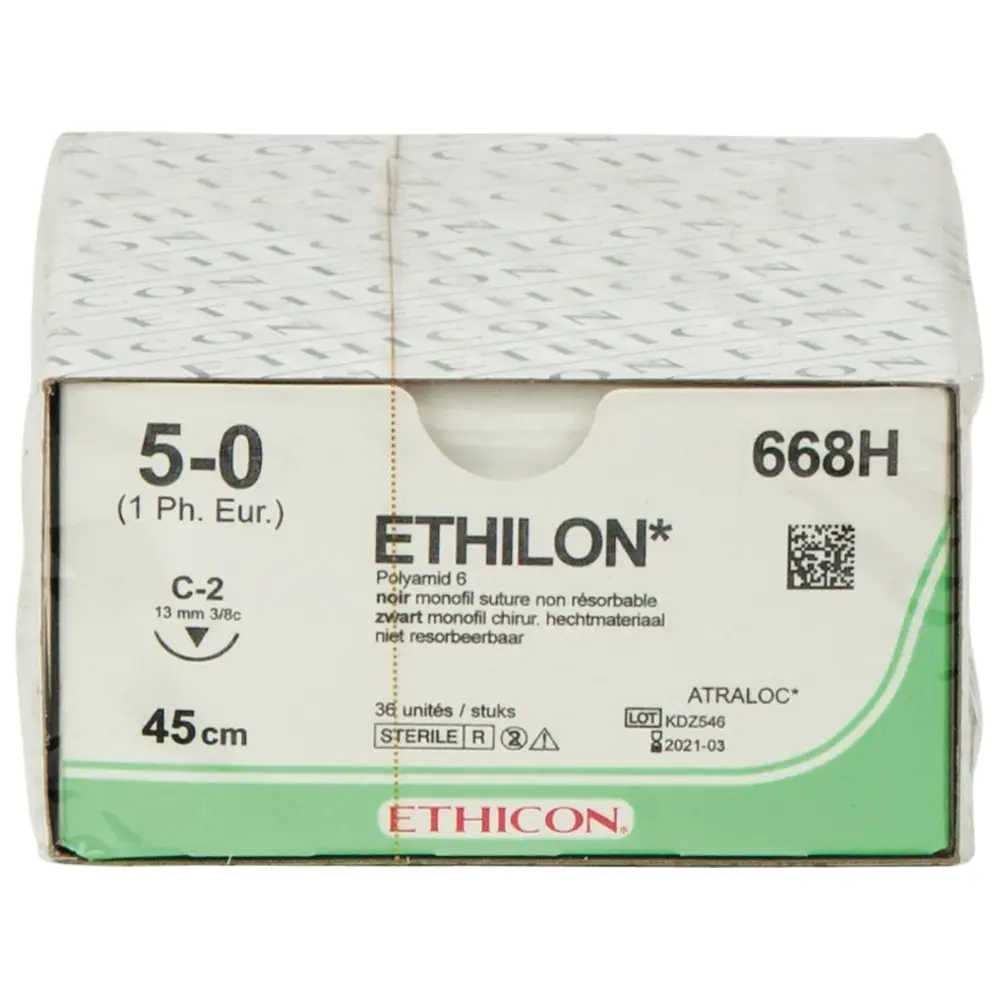 ETHICON Johnson & Johnson MEDICAL ETHILON - Packung 36 Stück schwarz, 45 cm, C2, USP 5-0