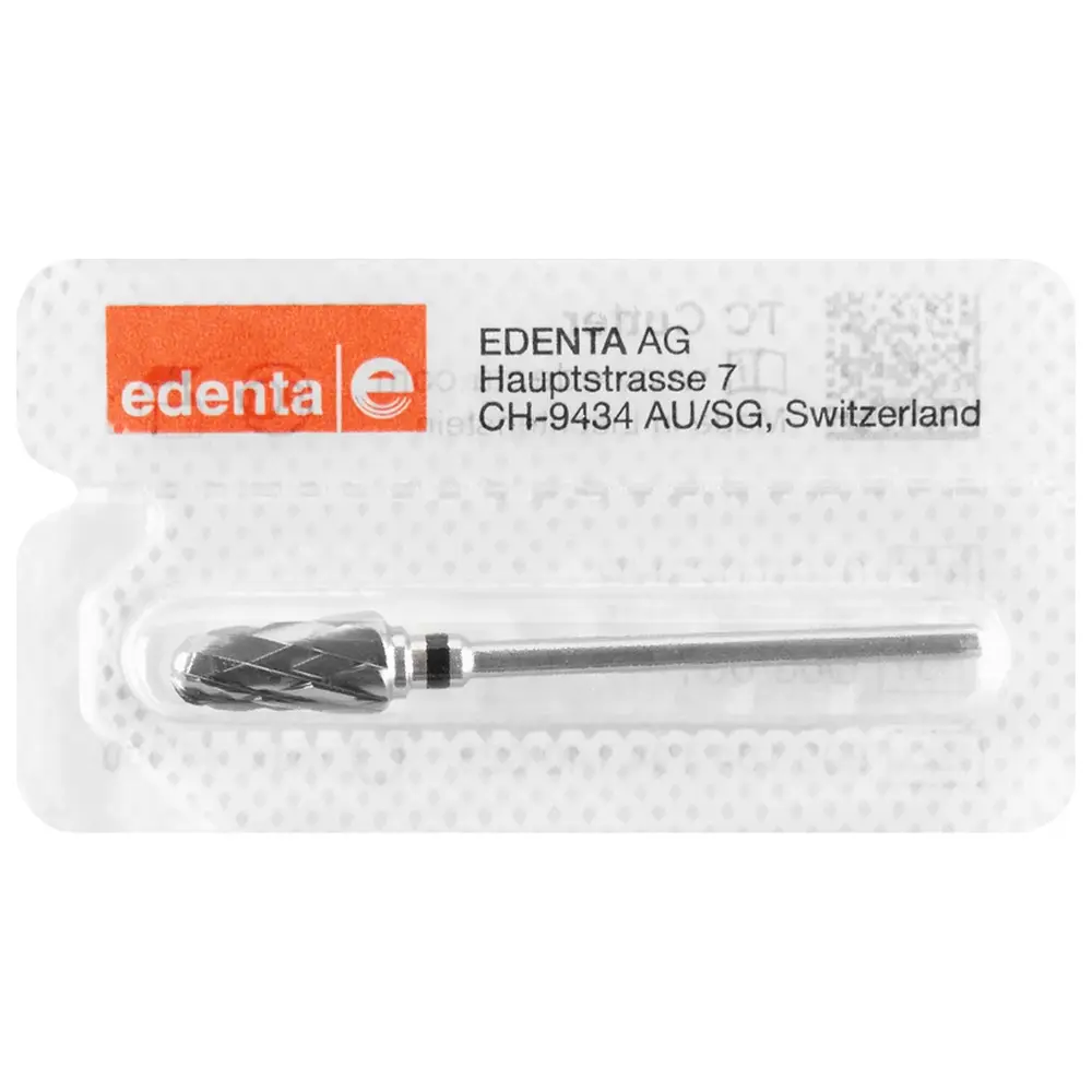 Edenta HM-Fräser Schliff 55 - Stück Kreuzverzahnung schwarz supergrob, HP, Figur 263, 14 mm, ISO 070