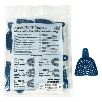 COLTENE PRESIDENT® Abformlöffel AC - Packung 12 Stück Oberkiefer Gr. 3, mittel
