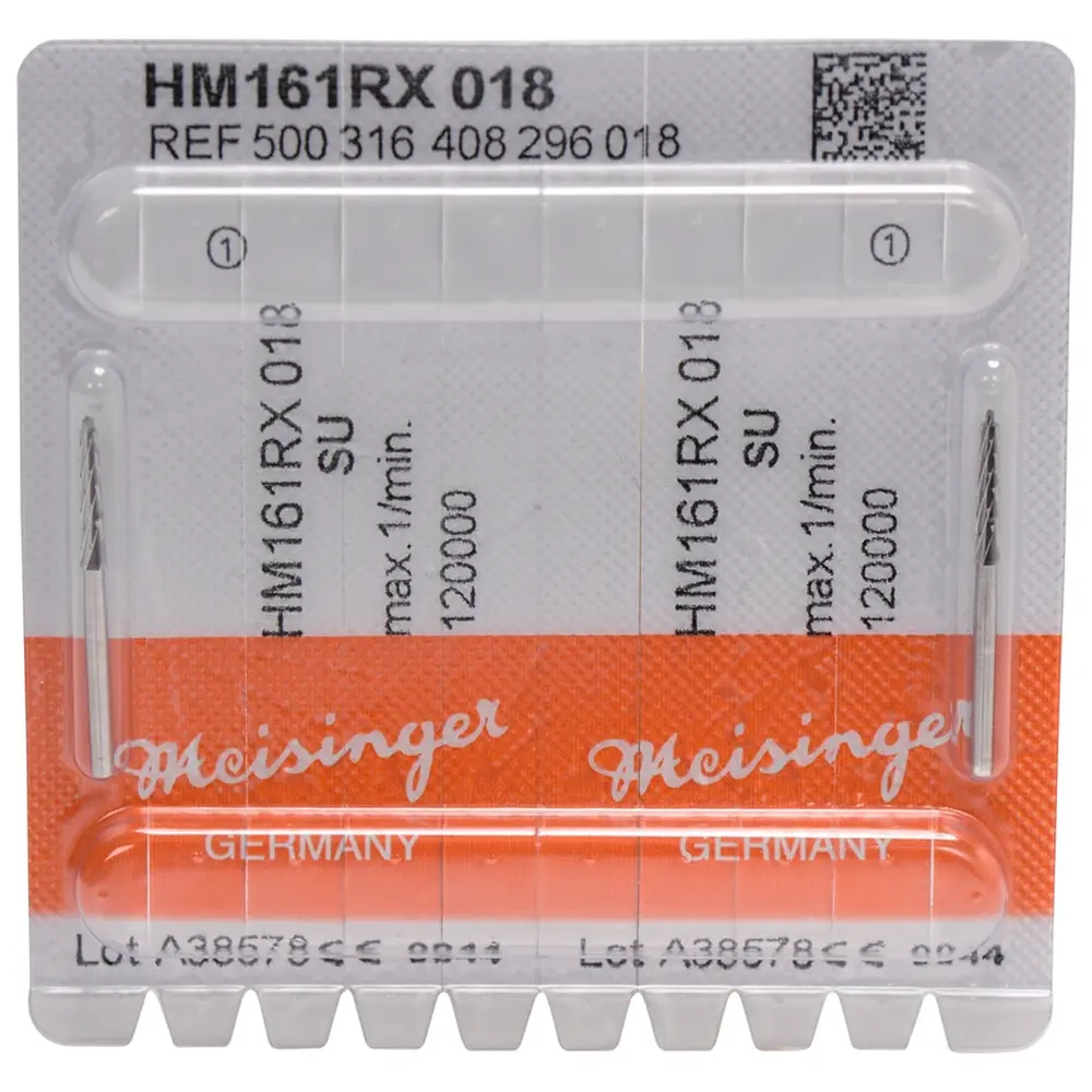 Hager & Meisinger Chirurgie Fräser HM 161 - Packung 2 Stück kreuzverzahnt, FG XL, Figur 408, 11 mm, ISO 018