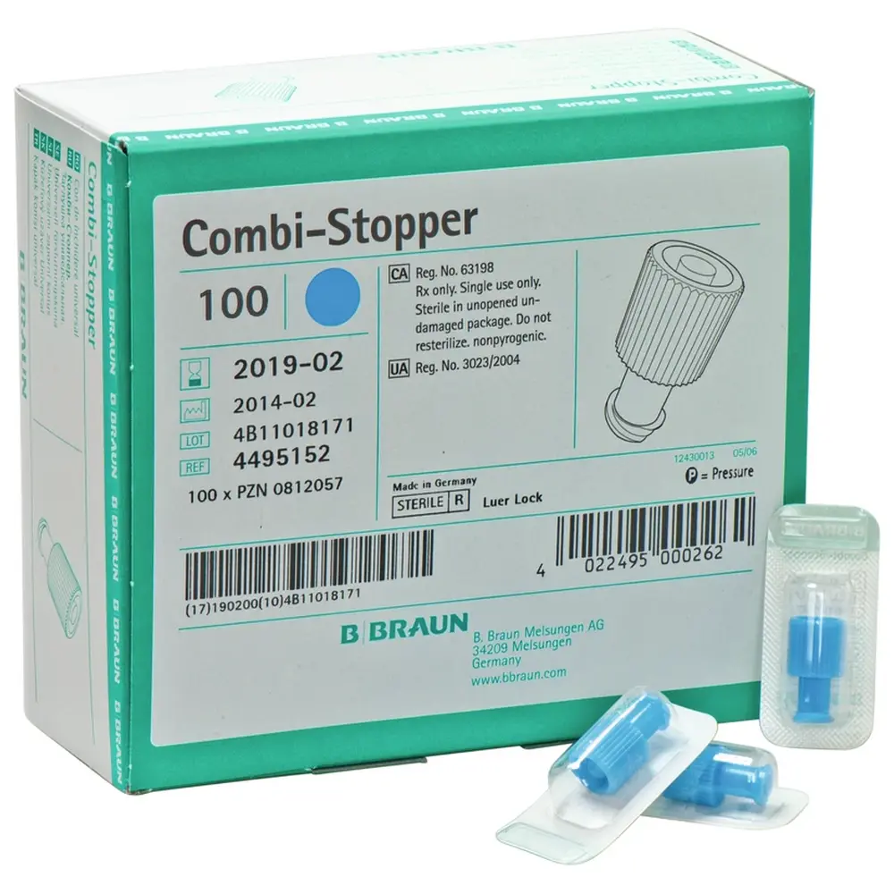 B. Braun Combi-Stopper-Verschlusskonen - Packung 100 Stück blau