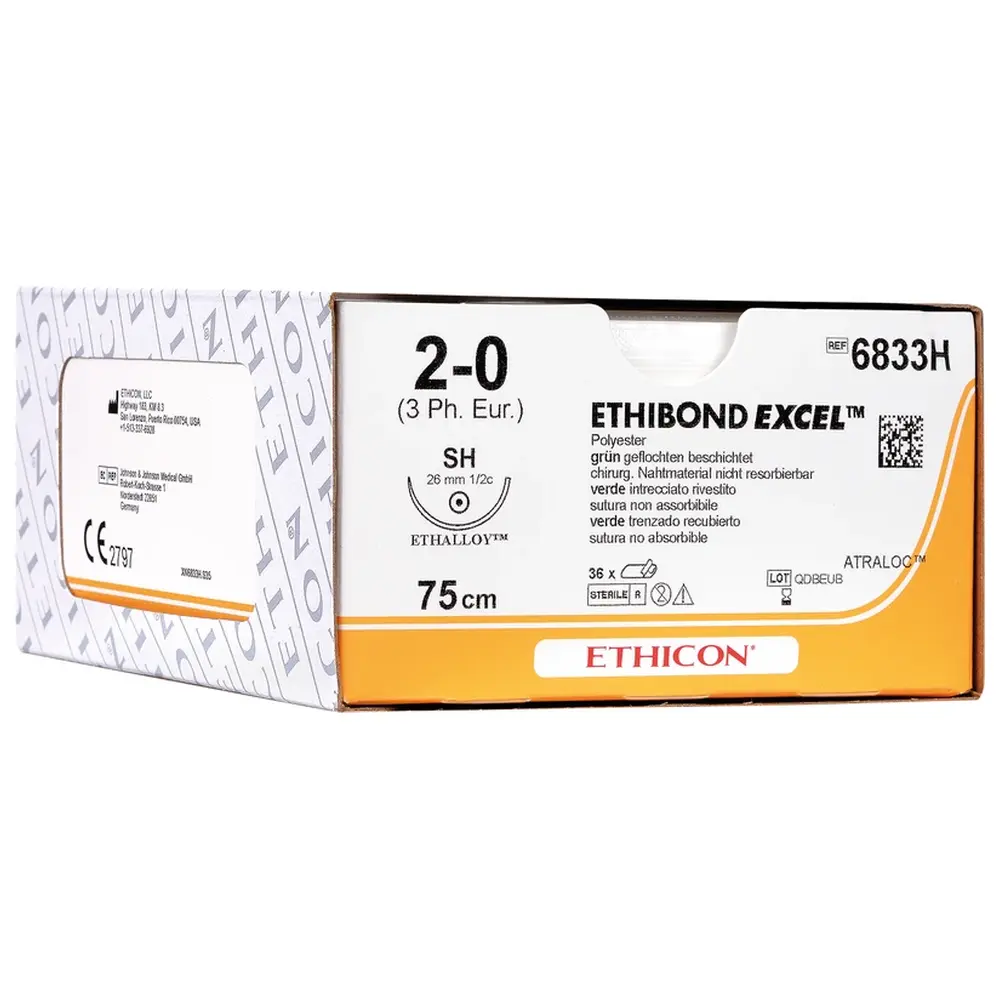 ETHICON Johnson & Johnson MEDICAL ETHIBOND EXCEL - Packung 36 Stück grün, 45 cm, PS2 VB, USP 4-0, Stärke 1,5