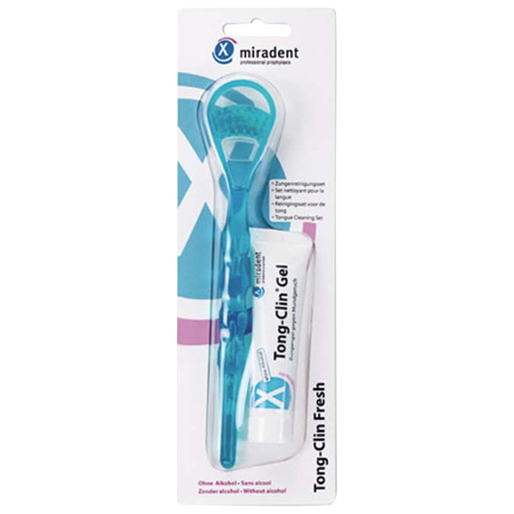 Hager & Werken Tong-Clin® Fresh - Set 15 ml Gel, 1 Zungenreiniger blau-transparent