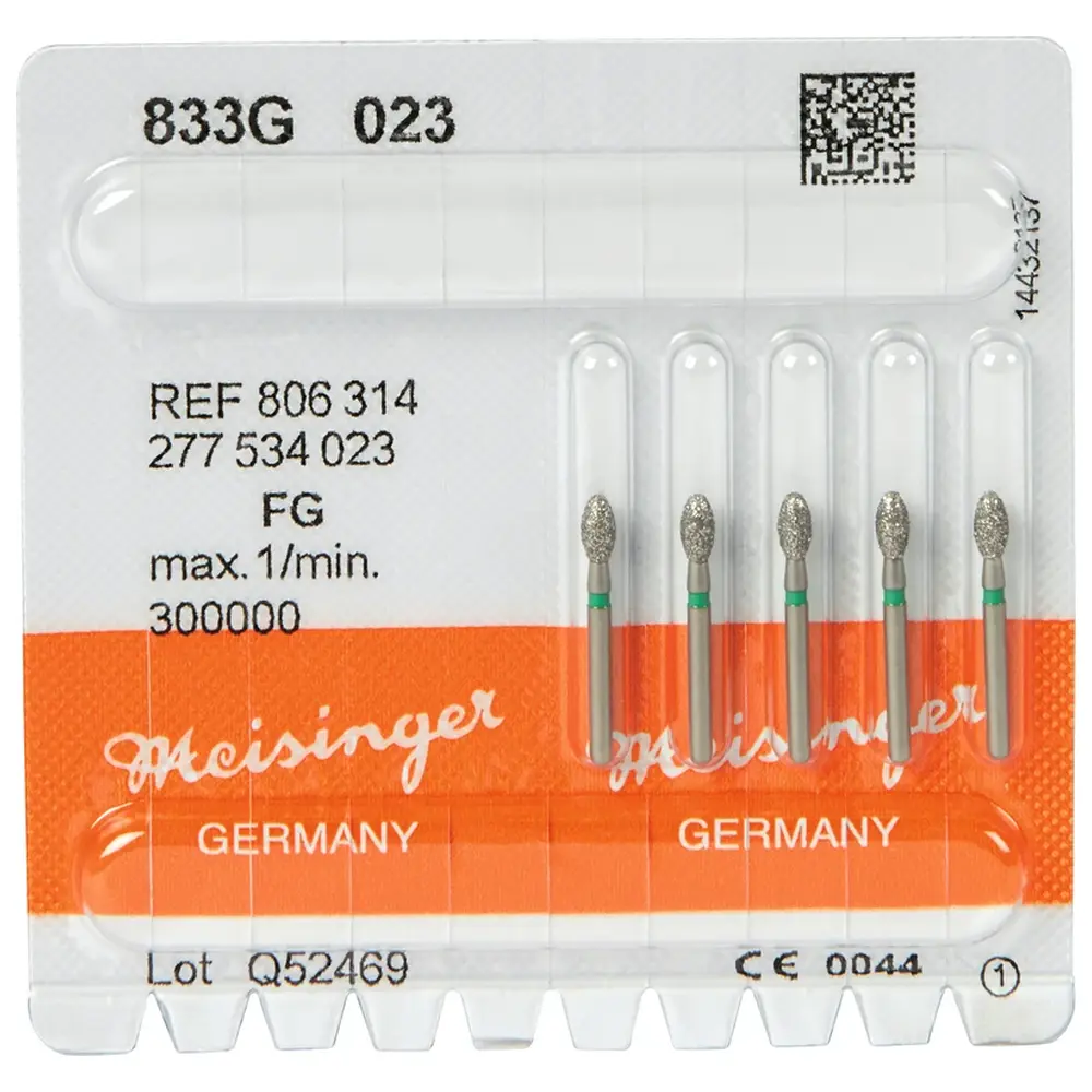 Hager & Meisinger Diamanten 833 - Packung 5 Stück grün grob, FG, Figur 277 Ei, 4,2 mm, ISO 023