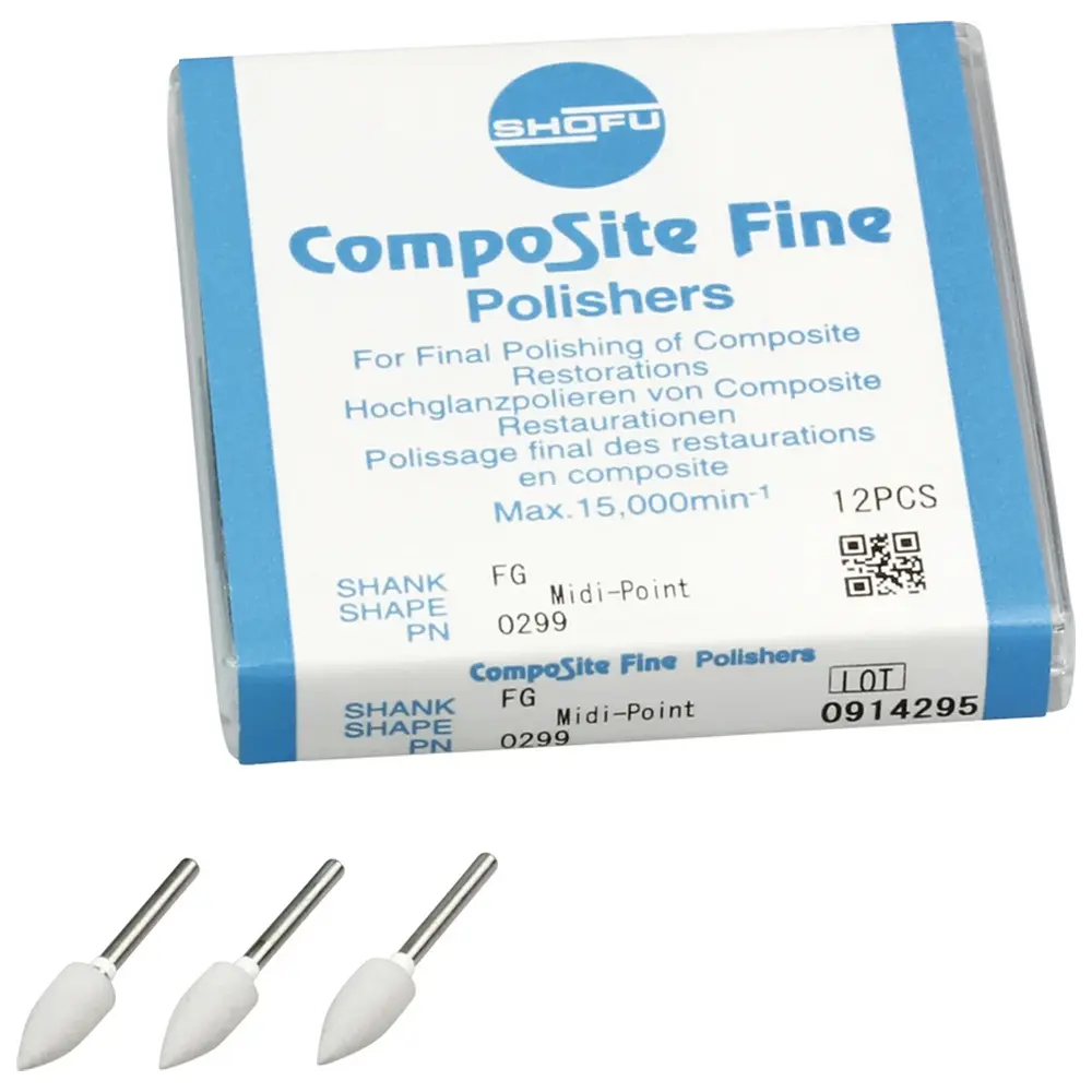 SHOFU CompoSite - Packung 12 Stück weiß fein, FG, Figur Midispitze, ISO 040